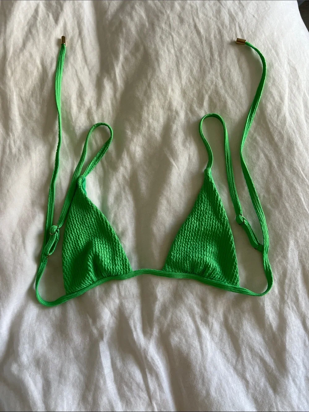 Monday Swimwear Neon Green Textured Triangle Bikini Top